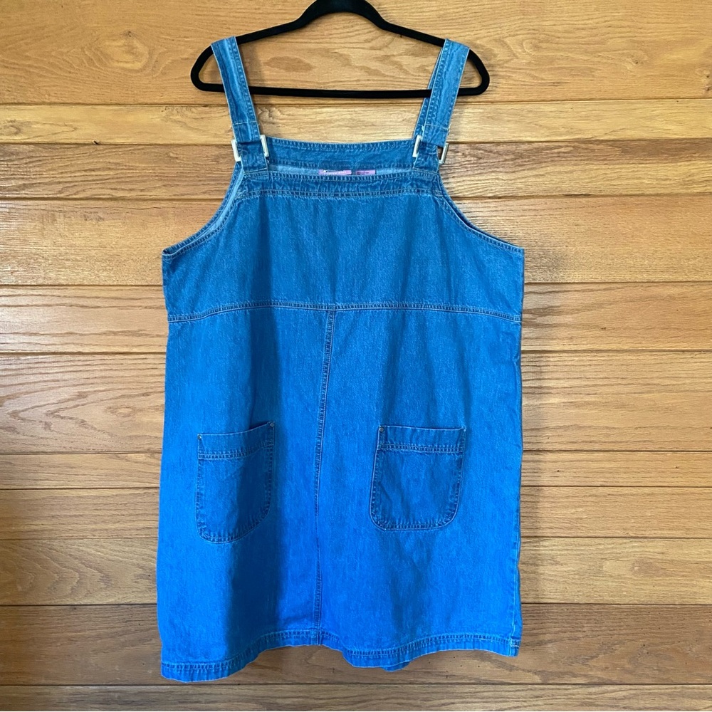 Vintage 90s Denim Overall Mini Pinafore Jumper Dress